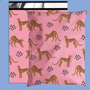 Ten Pink Leopard Print 12x15.5 Poly Mailers